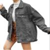 Gozoloma Women's Casual Loose Oversized Denim Jacket Long Sleeved Button Jean Jacket Coat Tops(0011-Grey-L) view 1
