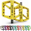 BUCKLOS Mountain Bike Pedals MTB Pedals Flat, Adult Bicycle Road Bike Large Platform Nylon Non-Slip Pedal for Gravel Bike/Hybrid Bike 9/16"Yellow view 1