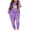 Arshiner Girls Sweatsuits Track Suit long Sleeve Color Block Sweatshirts and Sweatpants with Pocket,Purple,11-12 Years view 1