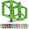 BUCKLOS Mountain Bike Pedals MTB Pedals Flat, Bicycle Road Bike Adult Large Platform Pedal with Non-Slip Grips for Gravel/Ebike/Hybrid Bikes/Beach Cruiser(9/16 Nylon Green) view 1