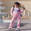 Arshiner Kids Sweatsuits Set Girls Color Block Stripe 2 Piece Tracksuit Crewneck Long Sleeve Tops Sweatpants Outfits,Pink,10-11 Years view 2
