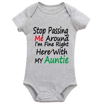 YCICIVDee Stop Passing Me Around I'm Fine Right Here with My Auntie Newborn Baby Print Romper Jumpsuit Outfits