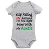 YCICIVDee Stop Passing Me Around I'm Fine Right Here with My Auntie Newborn Baby Print Romper Jumpsuit Outfits view 1