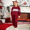 Arshiner Girls' Clothing Sets Sweatsuits Long Sleeve Color Block Pullover Sweatshirts and Lounge Pants with Pocket,Wine Red Grey,10-11 Years view 2