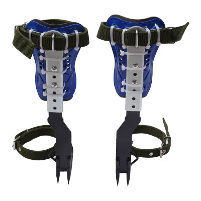 BANLICALI Tree Climbing Spikes, Metal Climbing Spikes with Cattle Hide Leggings Straps and Extra Straps, Blue Climbing Trees Gear Tree Climbing Spikes & Harness Kit for Tree Work Climbing Adjustable