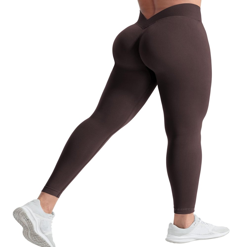 YEOREO Liz Scrunch Workout Leggings for Women High Waisted Butt Lifting V Back Waist Seamless Gym Yoga Leggings Chocolate S