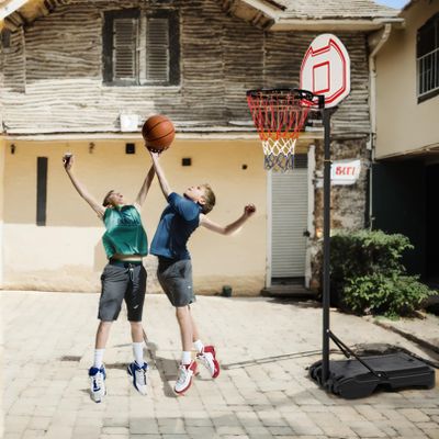 Mini Basketball Hoop for Kids Adjustable Basketball Goal System,6.3-9.1ft Height Adjustable,28 Inch Backboard,for Adult Children Junior Player (White)