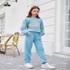 Arshiner Kids Girls 2 Piece Tracksuit Jogger Clothing Set Crewneck Long Sleeve Sweatshirts and Sweatpants with Pockets,Blue,10-11 Years view 3