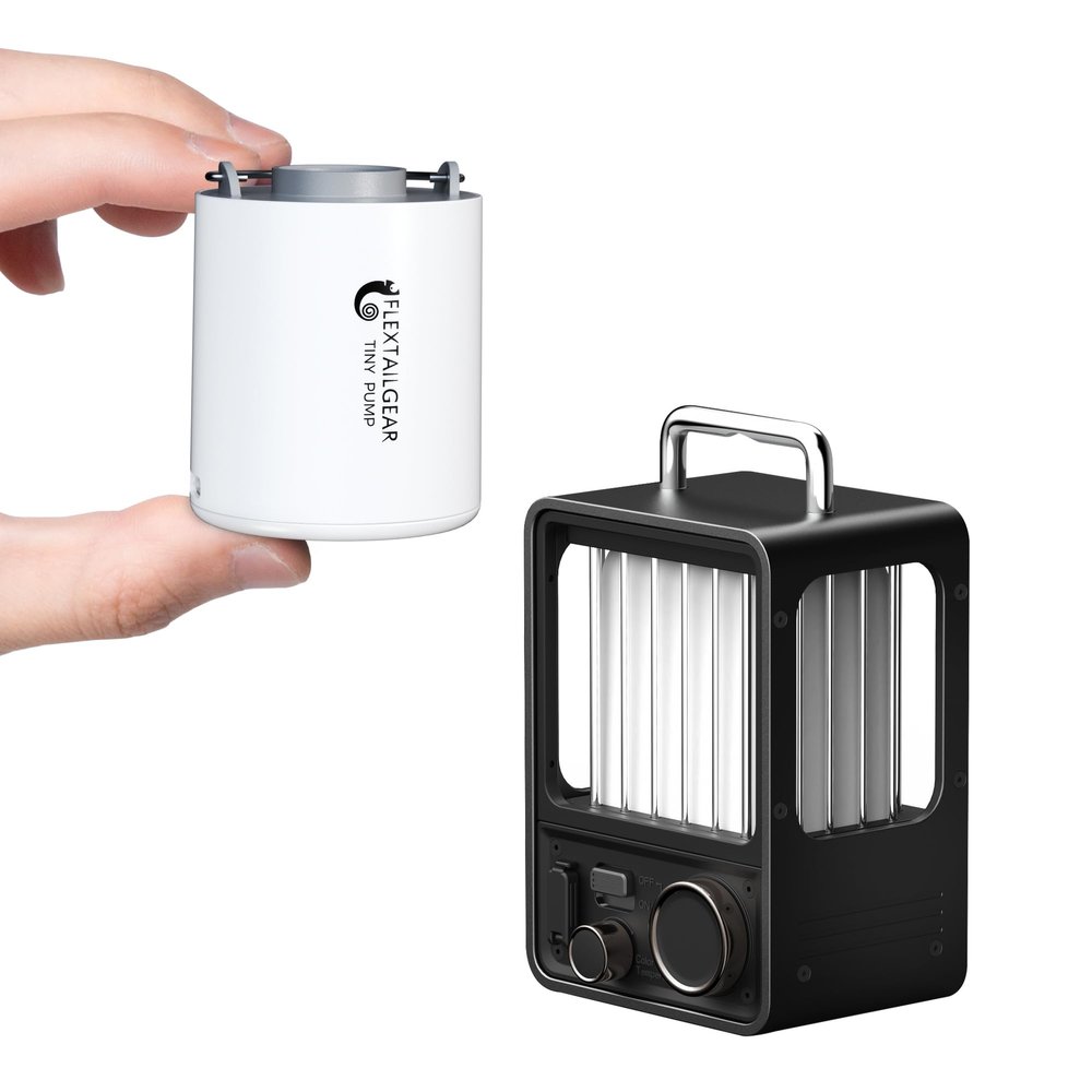 Flextailgear Tiny Air Pump Grey Bundle with Vintage Camping Lantern
