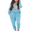 Arshiner Girls 2 Piece Outfits Long Sleeve Top Pullover Drawstring Pant Jogger Set Casual Sweatsuits Tracksuit Pockets,Blue,11-12 Years view 1