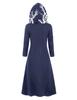 FEOYA Women Zip Up Hooded Pullover Sweater High Low Drop Shoulder Longline Gothic Drawstring Cardigan Long Sleeve Medieval Outwear Navy Blue 3XL view 4