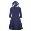 FEOYA Women's Longline Coat Long Sleeve Hooded Cloak Vintage High Low Hem Zipper Jacket Tunic Pullover Hoodies Navy Blue 4XL view 4
