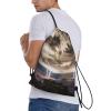 OPSREY Lightning Dark Cloud Print Drawstring Bag Backpack Waterproof String Bag Sackpack For Gym Sport view 3