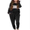 Arshiner Girl's 2 Piece Outfits Set Color Block Long Sleeve Pullover and Drawstring Sweatpants Loose Sweatsuit Sets,Black,10-11 Years view 1