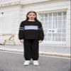 Arshiner Girl's 2 Piece Outfits Set Color Block Long Sleeve Pullover and Drawstring Sweatpants Loose Sweatsuit Sets,Black,10-11 Years view 2