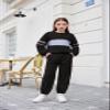 Arshiner Girl's 2 Piece Outfits Set Color Block Long Sleeve Pullover and Drawstring Sweatpants Loose Sweatsuit Sets,Black,10-11 Years view 3
