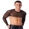 Hedmy Men Sheer Mesh T-Shirt Long Sleeve Decor Half Crop Top Shrug Bolero Motorcycle Punk Costume Black XX-Large view 2