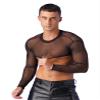 Hedmy Men Sheer Mesh T-Shirt Long Sleeve Decor Half Crop Top Shrug Bolero Motorcycle Punk Costume Black XX-Large view 4