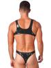 Eandarui Men's Patent Leather One-Piece Bodysuit Swimsuit Racerback Glossy Jumpsuit Wrestling Singlet Black XX-Large view 2