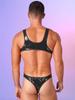 Eandarui Men's Patent Leather One-Piece Bodysuit Swimsuit Racerback Glossy Jumpsuit Wrestling Singlet Black XX-Large view 4