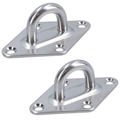 AB Tools 2 Pack 6mm Diamond Eye Plate Tie Down Anchor Ring Stainless Steel A2