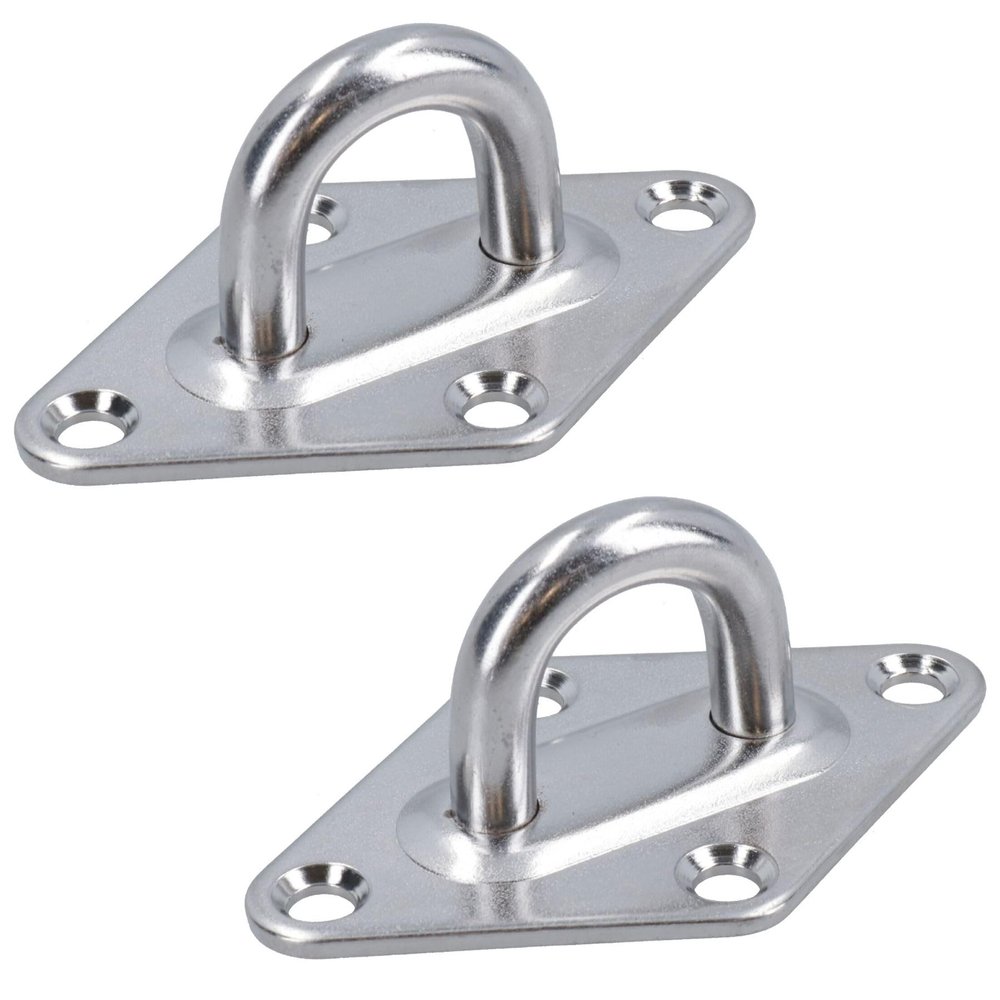 AB Tools 2 Pack 6mm Diamond Eye Plate Tie Down Anchor Ring Stainless Steel A2