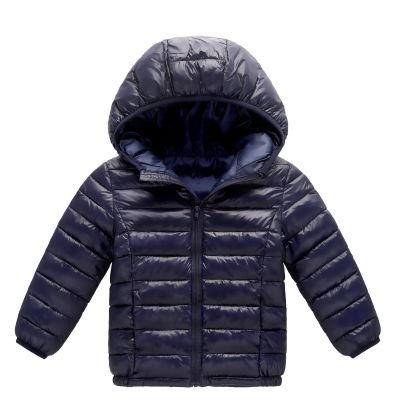 Zip-Up Coat for Toddler Kids Girls Boys Solid Color Hooded Jacket Fall Winter Warm Light Down Clothing Tops (Blue, 7-8Years)