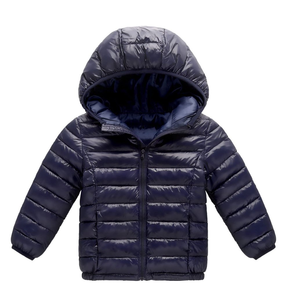 Zip-Up Coat for Toddler Kids Girls Boys Solid Color Hooded Jacket Fall Winter Warm Light Down Clothing Tops (Blue, 7-8Years)
