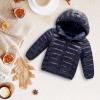 Zip-Up Coat for Toddler Kids Girls Boys Solid Color Hooded Jacket Fall Winter Warm Light Down Clothing Tops (Blue, 7-8Years) view 2