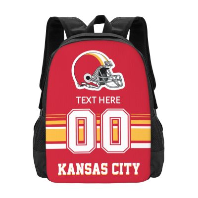 Midkepf Custom Kansas City Backpack, Personalized Name and Number Backpack High Capacity Custom Football Gift for Men Women Fans