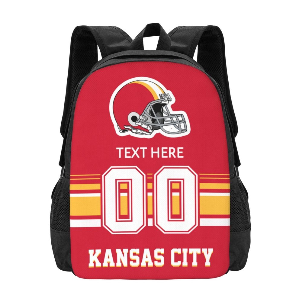 Midkepf Custom Kansas City Backpack, Personalized Name and Number Backpack High Capacity Custom Football Gift for Men Women Fans