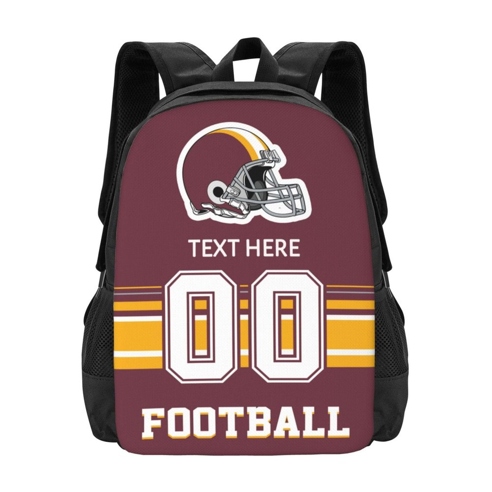 Midkepf Custom Yellwo Red Backpack, Personalized Name and Number Backpack High Capacity Custom Football Gift for Men Women Fans