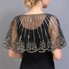 Women 1920S Shawl Evening Wedding Cape Sequin Beaded Art Deco Stripped Themed Party Shrug black gold one size view 4