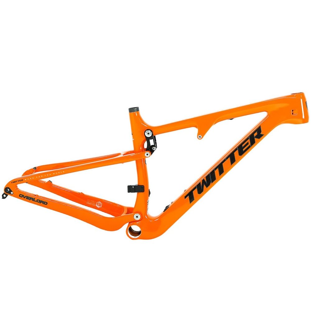 DHNCBGFZ 27.5ER 29ER Carbon Trail Mountain Bike Frame 120mm Frame Travel 148 * 12MM Thru Axle Rear Space with T47 Threaded Center Shaft Routing Internal (Color : Orange, Size : 29x19'')
