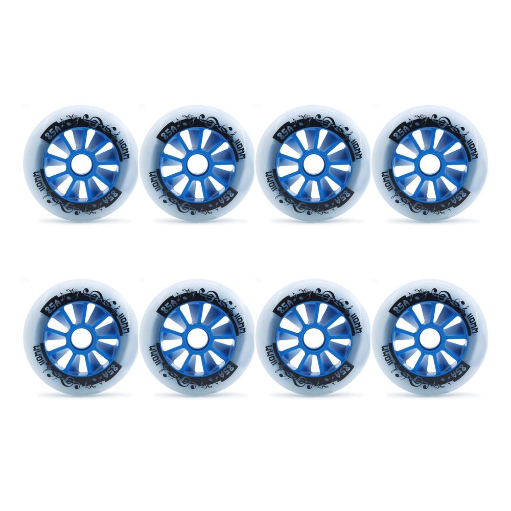 JHKJ Inline Wheels Replacement Wheels 90MM 100MM 110MM Inline Speed Wheels Hardness 85A 8-Pack for Outdoor Inline Hockey Replacement Wheels,Blue,90MM