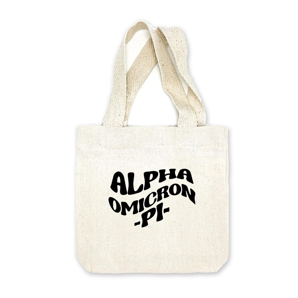 sockprints Mod Design Alpha Omicron Pi Mini Tote Bag - Gift Tote Bags for Sorority - Mini Goodie Bag - Sorority Gift Bag