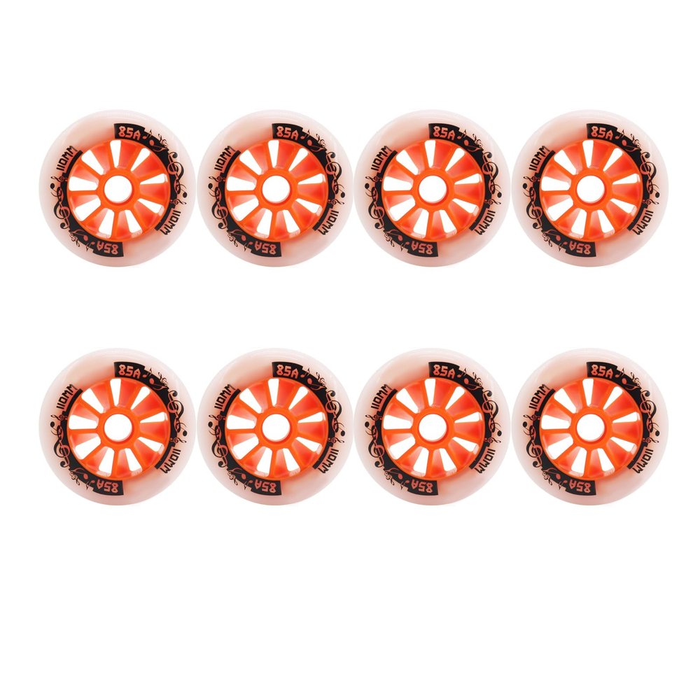 JHKJ Inline Wheels Replacement Wheels 90MM 100MM 110MM Inline Speed Wheels Hardness 85A 8-Pack for Outdoor Inline Hockey Replacement Wheels,Orange,100MM