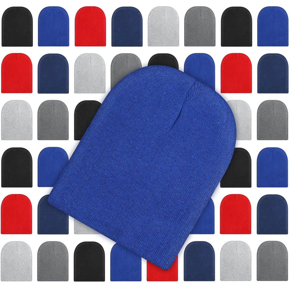 Toulite 48 Pcs Winter Beanies Bulk Beanie Hats Warm Knitted Cuffed Skull Cap Winter Hats for Women Men(Classic Colors)