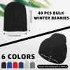 Toulite 48 Pcs Winter Beanies Bulk Beanie Hats Warm Knitted Cuffed Skull Cap Winter Hats for Women Men(Classic Colors) view 2