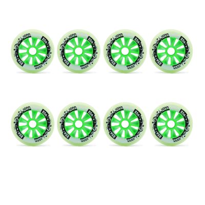 JHKJ Inline Wheels Replacement Wheels 90MM 100MM 110MM Inline Speed Wheels Hardness 85A 8-Pack for Outdoor Inline Hockey Replacement Wheels,Green,90MM