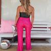 Adoeren Women Sequin Flare Long Pants Glitter Wide Leg Bell Bottom Palazzo Trousers Y2k Sparkly Disco Party Wear(A Rose,M) view 3