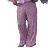 Adoeren Women Sequin Flare Long Pants Glitter Wide Leg Bell Bottom Palazzo Trousers Y2k Sparkly Disco Party Wear(A Pink,L) view 1