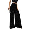 Adoeren Women Sequin Flare Long Pants Glitter Wide Leg Bell Bottom Palazzo Trousers Y2k Sparkly Disco Party Wear(C Black,M) view 3