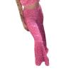 Adoeren Women Sequin Flare Long Pants Glitter Wide Leg Bell Bottom Palazzo Trousers Y2k Sparkly Disco Party Wear(C Pink,X-L) view 4