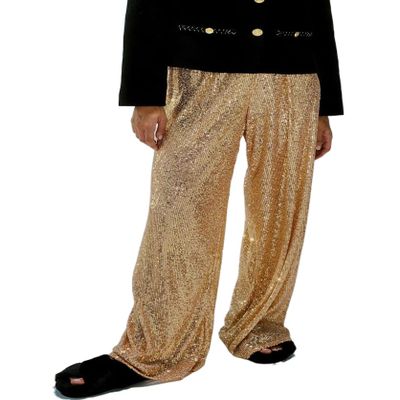 Adoeren Women Sequin Flare Long Pants Glitter Wide Leg Bell Bottom Palazzo Trousers Y2k Sparkly Disco Party Wear(A Gold,M)