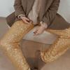 Adoeren Women Sequin Flare Long Pants Glitter Wide Leg Bell Bottom Palazzo Trousers Y2k Sparkly Disco Party Wear(A Gold,M) view 2