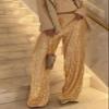 Adoeren Women Sequin Flare Long Pants Glitter Wide Leg Bell Bottom Palazzo Trousers Y2k Sparkly Disco Party Wear(A Gold,M) view 4