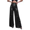 Adoeren Women Sequin Flare Long Pants Glitter Wide Leg Bell Bottom Palazzo Trousers Y2k Sparkly Disco Party Wear(D Black,X-L) view 1