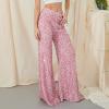 Adoeren Women Sequin Flare Long Pants Glitter Wide Leg Bell Bottom Palazzo Trousers Y2k Sparkly Disco Party Wear(C Light Pink,M) view 4