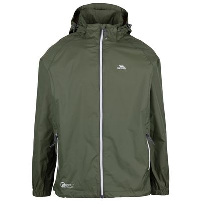Trespass Waterproof Jacket Men Women Packaway Rain Coat With Hood, Light Rain Jacket Windbreaker, Raincoat In A Bag, Rain Coats For Men, Rain Coats for Women Qikpac X